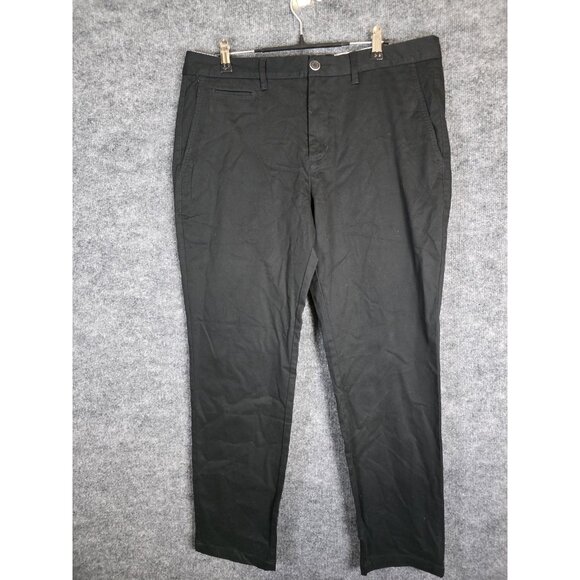 Perk Pants Mens 35x30 Black Slim Fit Stretch Casual Chino Trousers Modern - Picture 1 of 8